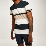 2021 wholesale mens round neck short sleeve stitching color loose T-shirt