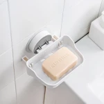 2022 Wall mounted kitchen and bathroom plastic adhesive no drilling dish bathroom hanging soap holder soap box
