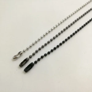 2.4mm  gun black metal ball bead chain with connector  fast delivery