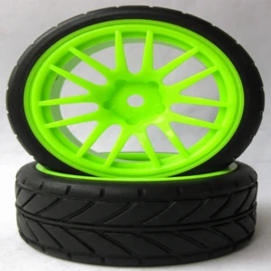 2PCS 14 Spoke RC Hobby Toy On-Road Racing Car Wheels Tyres Tires with Plastic Rim for 1:10 RC Touring Car (20194)