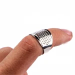 2pcs Household Sewing DIY Tools Silver Ring Thimble Finger Protector Quilting Craft Accessories