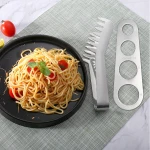 2pcs Spaghetti Gadgets Tools Set Pasta Tongs Spaghetti Measurer Ruler with 4 Serving Portions