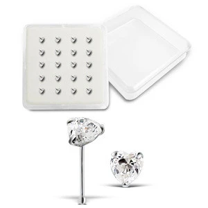 3 mm. Heart Shape Fake Diamond Cubic Zirconia Sterling 925 Silver Body Piercing Women Jewelry Wholesale From Thailand.