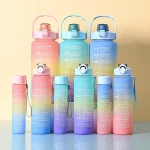 3 pieces 1 set portable gradient color environmentally friendly sports water bottle set minimum order of 3 sets