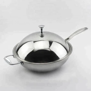 304 High-class hight quantity stainless steel big wok with lid