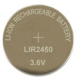 3.6V Li-ion rechargeable button cell battery LIR2450 190mAh