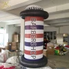 3m tall inflatable pillar with LED lights for barbershop outdoor advertising