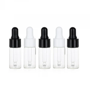 3ml 5ml 10ml 15ml 20ml clear glass tube vial essential oil bottle with white plastic dropper cap