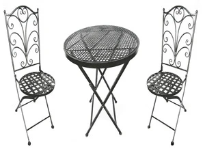 3PC pure metal table and chair metal mesh patio furniture