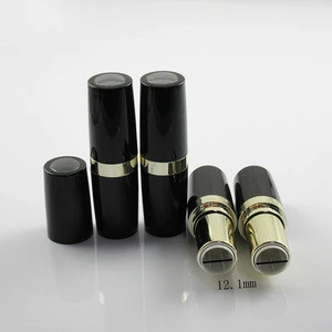 4.2g Luxury Black Round shape high quality lipstick tube Round Gold edge lip balm plastic tube