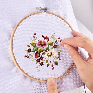 50 Colors Embroidery Set Stitch Cross Embroidery Kits 5 Hoop Rings DIY Cross Stitch Needle Craft Tools Sewing Accessories