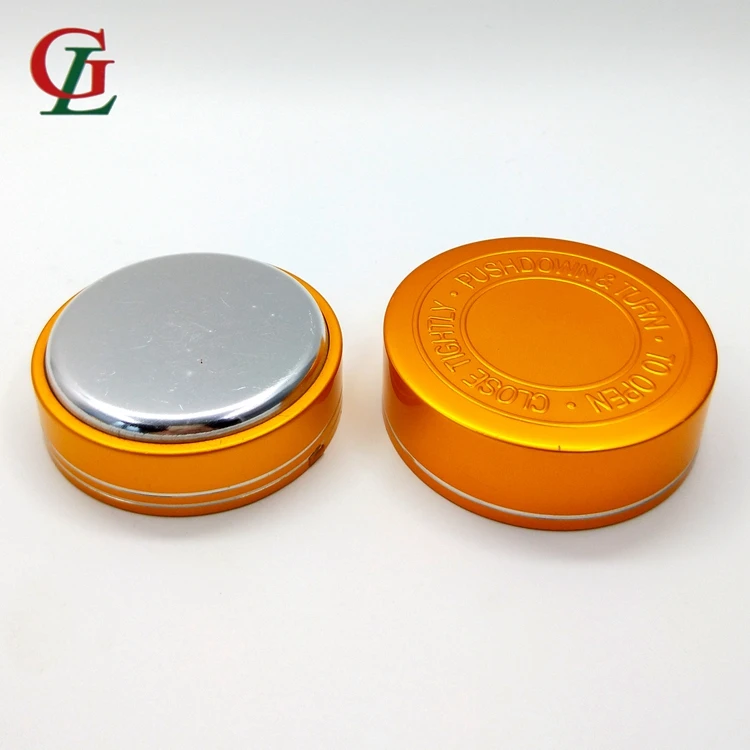 53mm aluminum closure / metal lid/ aluminum screw  cap with free sample for pill bottle and child resistant lid