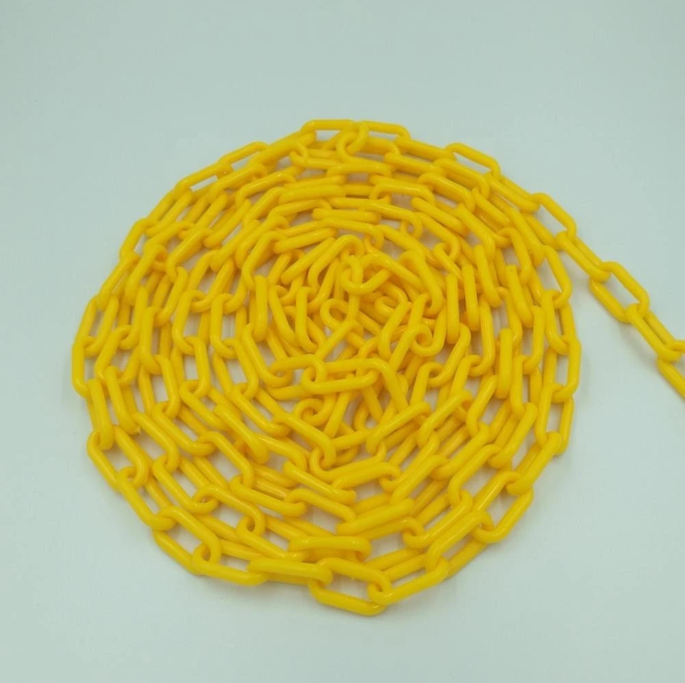 6mm plastic warning  chain  for roadway safety yellow in stock