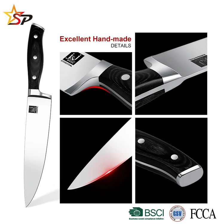 8 inch Pakka Wood Handle Kitchen Chef Knife Professional High Quality Kitchen Stainless Steel Chef Knife With Gift box