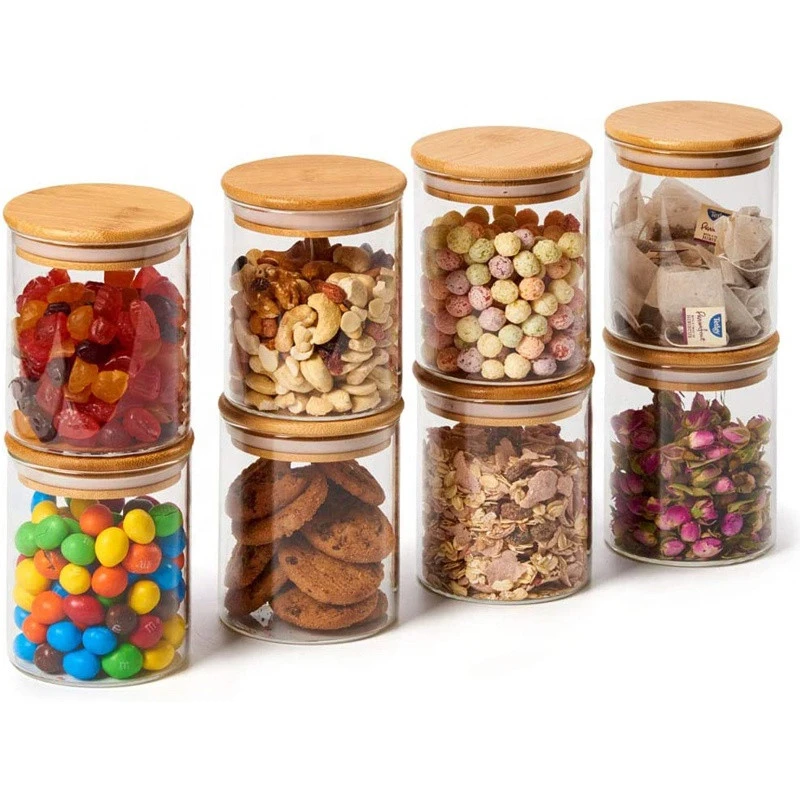 8 Pack 5.2 oz Glass Spice Jar Set Food Jar and Canister Set Seasoning Glass Spice Containers