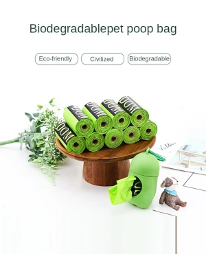 8 Rolls Pack Pet Biodegradable Corn Starch PLA PBAT Fully Compostable Disposable Poo Bag Dog Poop Bag