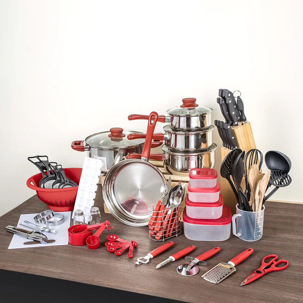 80-PieceHome Starter Set Kitchenware Cookware Utensils Kitchen Cooking Combo Set
