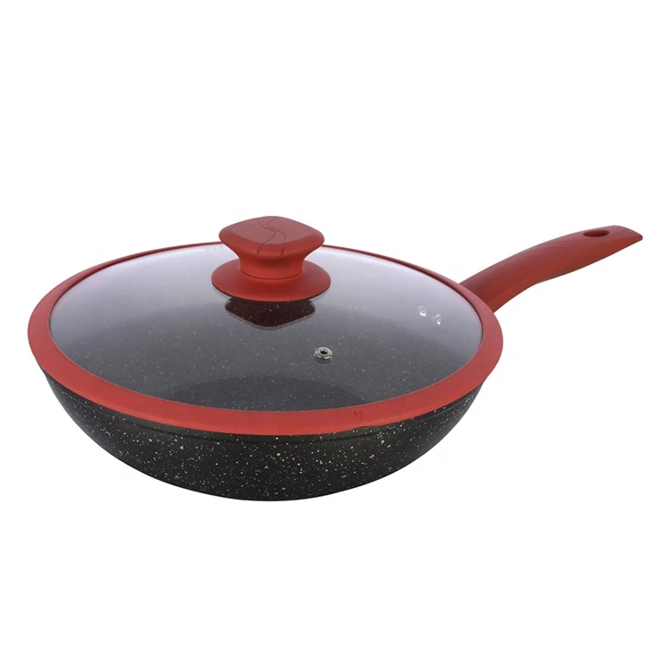 8Pcs Forged stone non-stick coating Aluminum Cookware set with silicone Glass lid