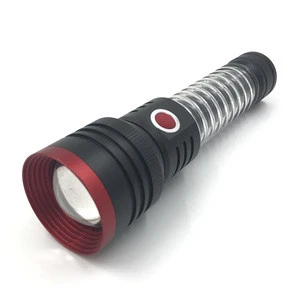9 Functions U3 10W 1000 Lumen Zoomable Magnetic Rechargeable LED Flashlight for Car Emergency and Camping