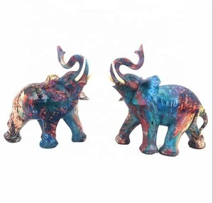 9 inch water transfer printing resin elephant statues for home decoration