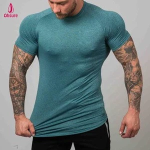 92% polyester 8% spandex slim fit workout tee sports shirt gym t shirt for men