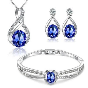 925 Sterling Silver Ring Pendant Earring Halo Oval Shape Tanzanite Jewelry Sets