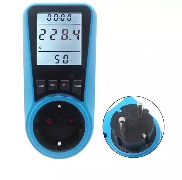AC Power Meter 230V 50Hz US EU Plug In Socket Analyzer Digital Wattmeter Watt Energy Monitor Display Time Volt Amp Herz Watt Kwh