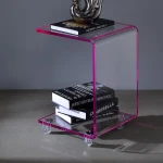Acrylic Coffee Table Living Rooms Acrylic Coffee Table C Shape Transparent Acrylic Small Table with Casters