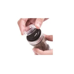 Adjustable Lid Metal Band Glass Spice Shaker with Rack , Spice Bottles