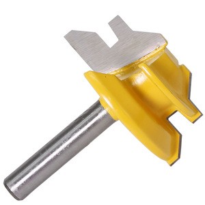 Alloy 45 Degree Lock Miter Router Bit 8Inch Shank Woodworking Tenon Milling Cutter Tool Drilling Milling For Wood Carbide J0065