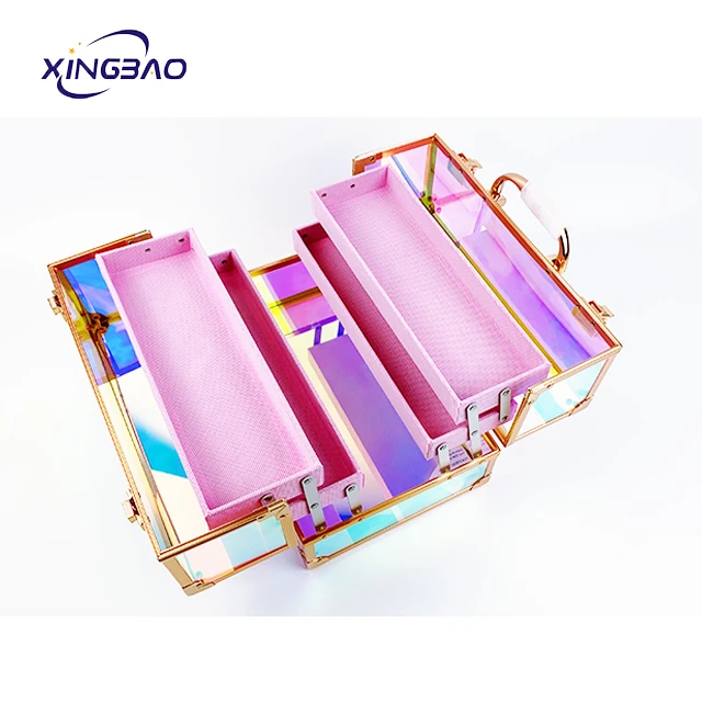 aluminum transparent bag plastic makeup storage box cosmetic case acrylic make up organizer case cosmetic
