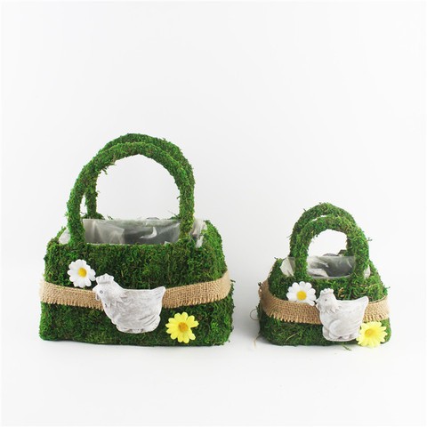 Amazon hot sale new basket planter shape moss material nordic planter basket
