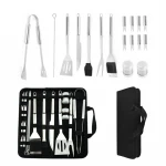 Amazon Hot Sale small MOQ logo customized High Quality Barbecue Accessory Stainless Steel BBQ Grill Tools 20-piece set