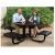 Import Arlau outdoor garden furniture hot dipped thermoplastic black dining table and chair garden sets metal steel picnic table from China