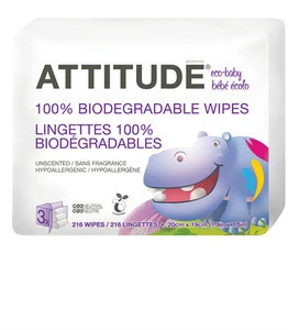 Attitude 100% Biodegradable Baby Wipes - Multipack (216 wipes x 3)