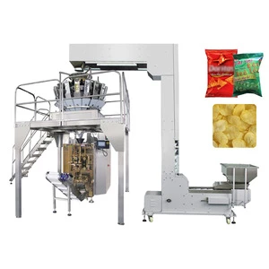 Automatic weighing pillow bag potato chips sealing pack machine nitrogen potato chips filling packing machine