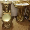 B001 eletro-painting gold color ceramic two piece toilet bowl classic style