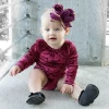 Baby Girl Clothing Full Sleeves Dark Red Velvet Sleepwear Newborn Rompers Clothes Spring Autumn Winter Infant Jumpsuit For 6M-3T
