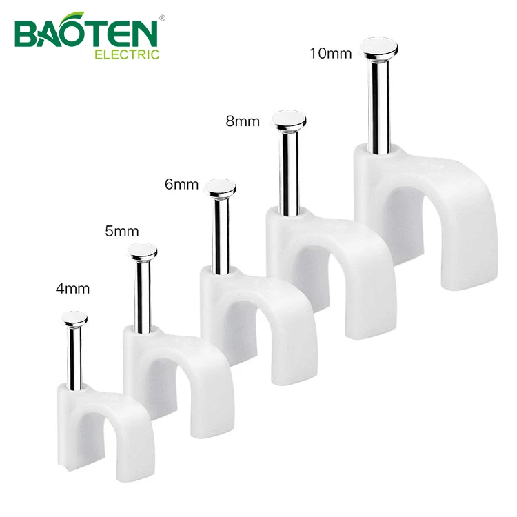 BAOTENG BT hot selling  round electrical wire cord plastic nails clamp cable clip