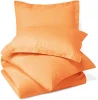 Bedding Duvet Cover 3pcs Set Soft Double Brushed Microfiber Comforter Cover with Button Closure and 2 Pillow Shams, Light Orange