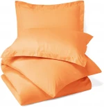 Bedding Duvet Cover 3pcs Set Soft Double Brushed Microfiber Comforter Cover with Button Closure and 2 Pillow Shams, Light Orange