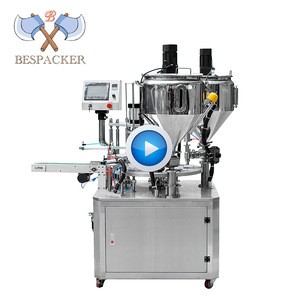 Bespacker Automatic rotary type plastic cup filling and sealing machine with double heater hopper