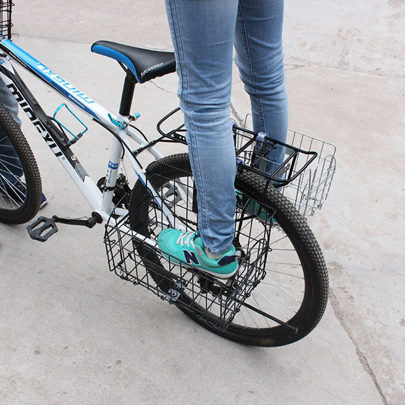 Bicycle basket folding front basket mountain electric rear shelf car frame hanging basket