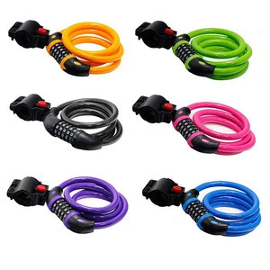 Bike Lock Cable 5 Digit Resettable Combination Coiling Bike Cable Lock Bicycle Cable Lock for Bicycle Outdoors, 1.2mx12mm