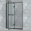 Black Steel Frame Hinge Glass Shower Door D81