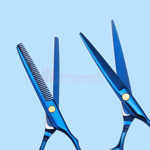 Blue Coated Stainless Steel Barber Scissors Set / Barber Hair Styling Tools