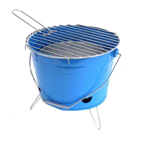 Bucket shape easy carry tabletop folding legs charcoal bbq grill mini tabletop outdoor small picnic camp hiking barbecue stove