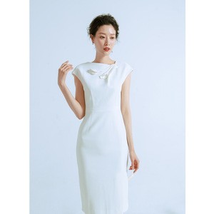 Cap sleeves pencil dress with hand made flower detail