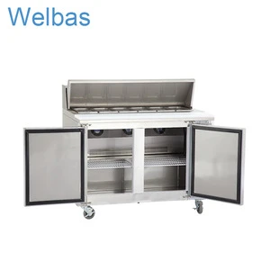 CE approval refrigeration equipment 2 door countertop work pizza table commercial pizza prep refrigerator