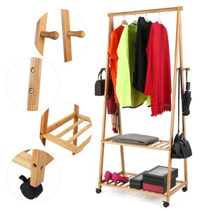 Cheap Bamboo Clothes Rack Coat Stand Wooden